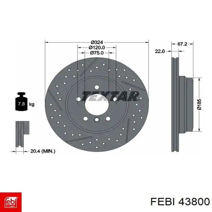 43800 Febi disco de freno trasero