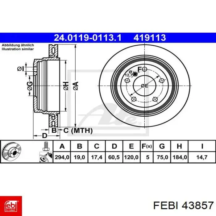 Disco de freno, eje trasero para Renault Clio 2