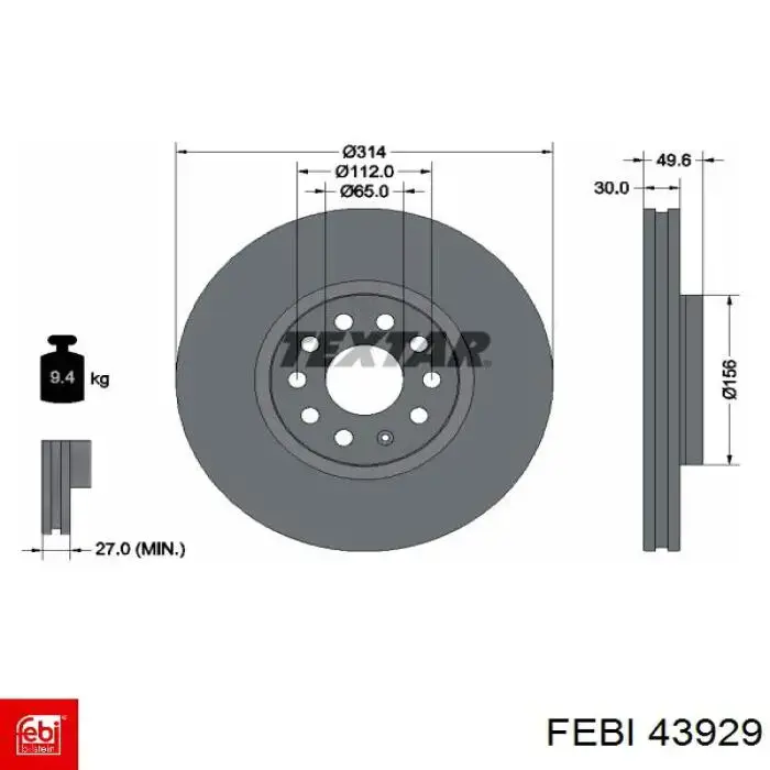 Frenos delanteros Febi 43929 precio, desde 62,44 EUR