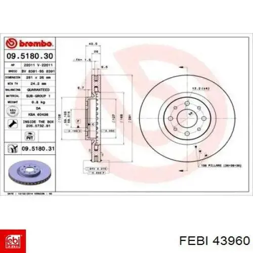 Comprar 43960 Febi Freno de disco delantero
