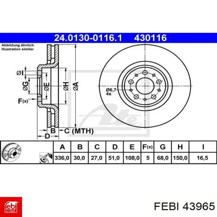 Comprar 43965 Febi Freno de disco delantero