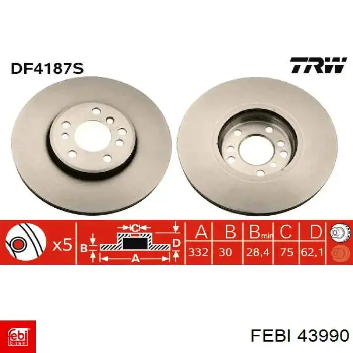 Frenos delanteros Febi 43990 precio, desde 56,63 EUR