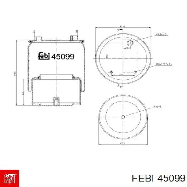 45099 Febi muelle neumático, suspensión, eje trasero