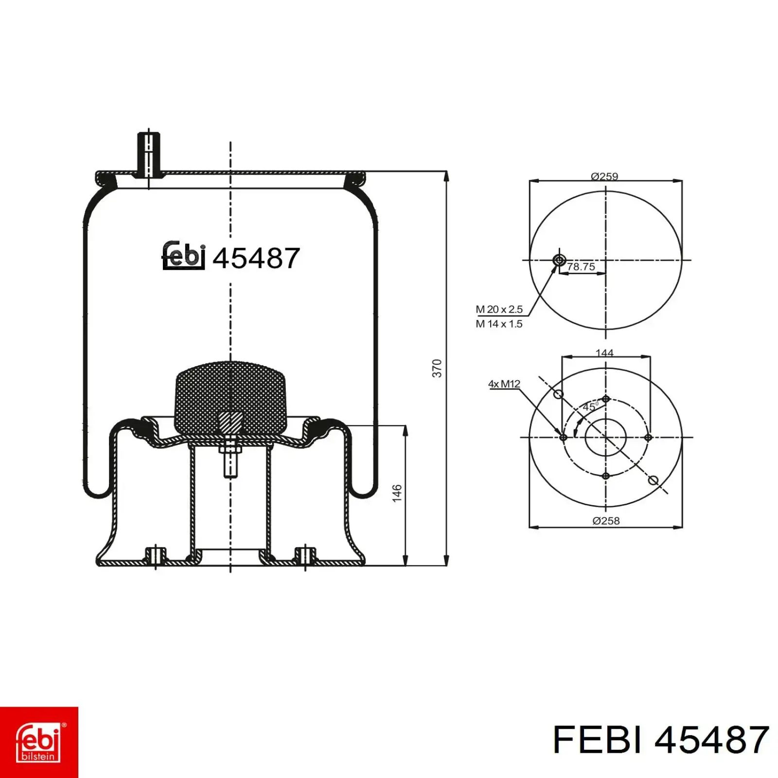 Bolsa de aire del eje trasero Febi 45487 precio, desde 35,51 EUR