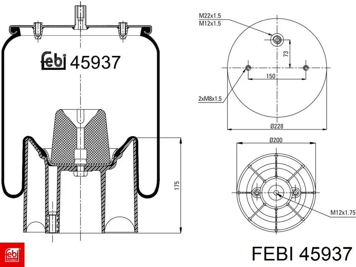 45937 Febi muelle neumático, suspensión