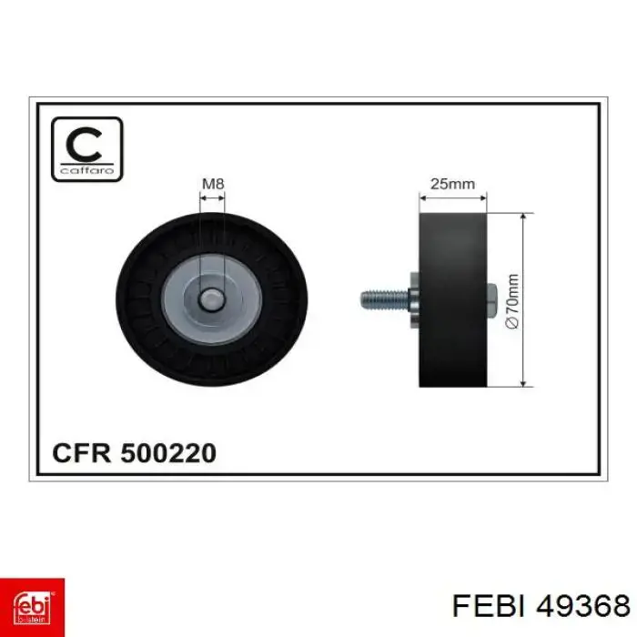 49368 Febi polea inversión / guía, correa poli v