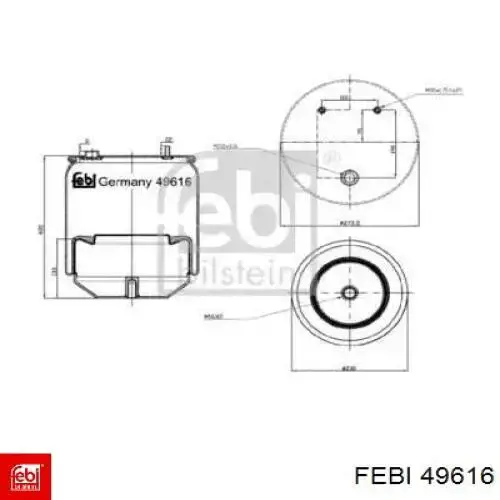 49616 Febi muelle neumático, suspensión, eje trasero