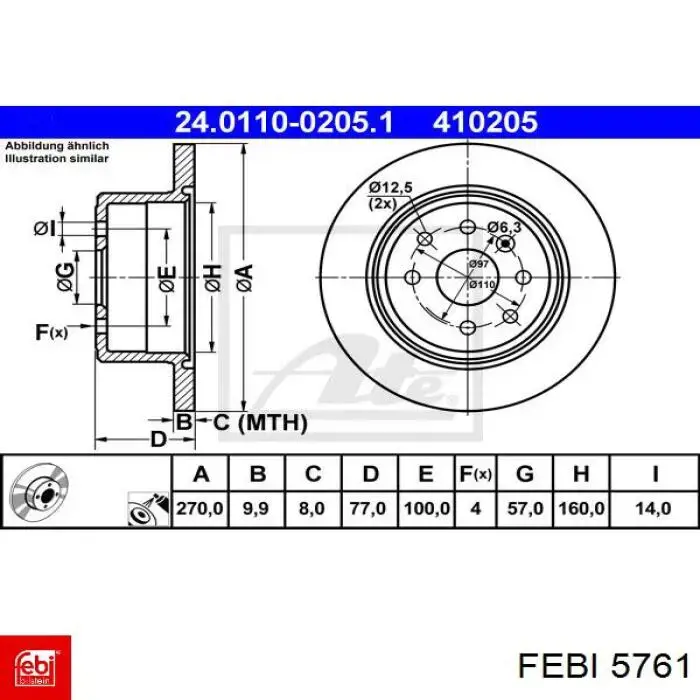 5761 Febi Cubo delantero