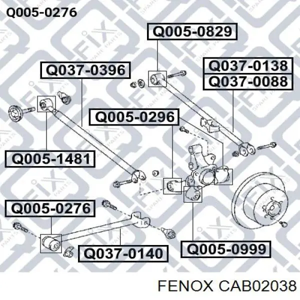 CAB02038 Fenox bloque silencioso trasero brazo trasero delantero