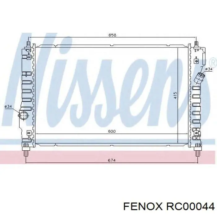 RC00044 Fenox radiador refrigeración del motor