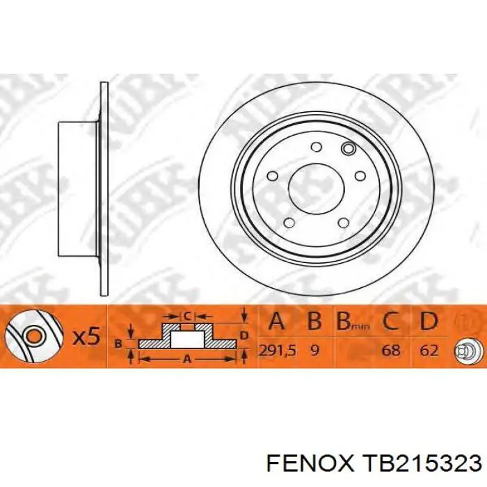 TB215323 Fenox disco de freno trasero