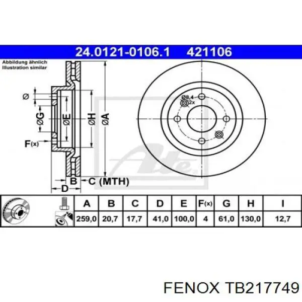 TB217749 Fenox freno de disco delantero