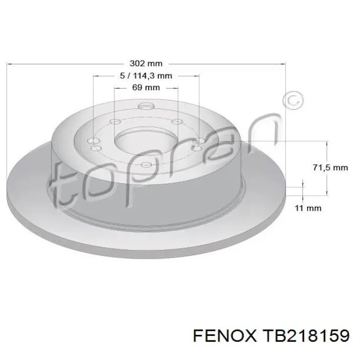 TB218159 Fenox disco de freno trasero