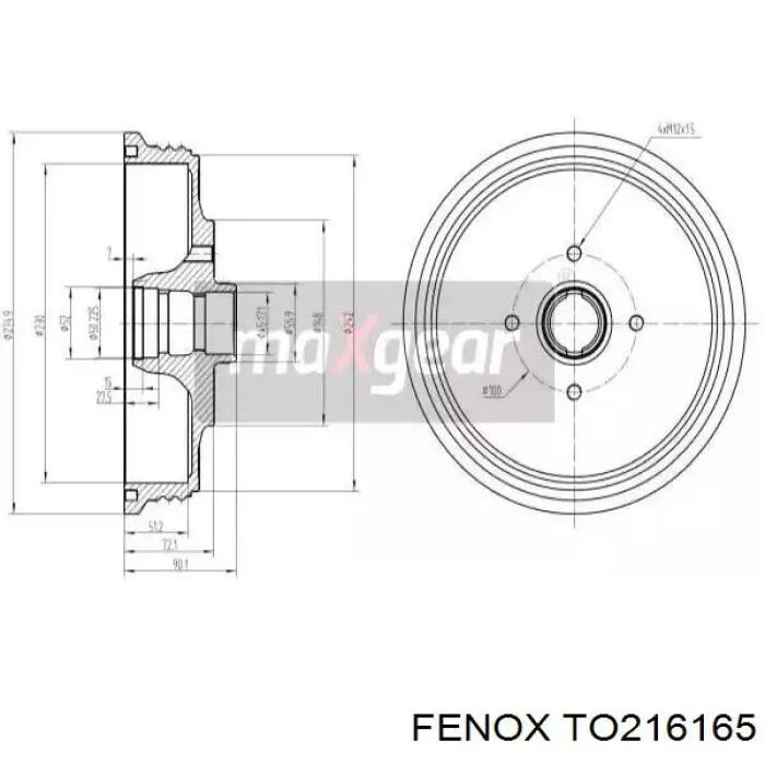 TO216165 Fenox freno de tambor trasero