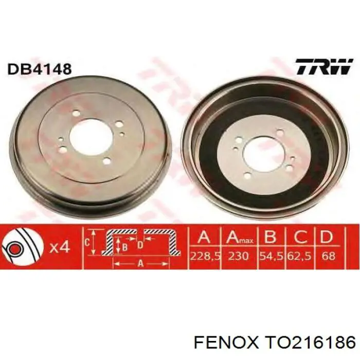 TO216186 Fenox freno de tambor trasero