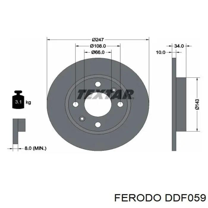 Freno de disco delantero FERODO DDF059