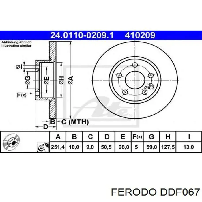 DDF067 Ferodo disco de freno trasero