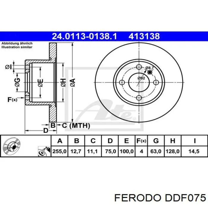 DDF075 Ferodo disco de freno delantero