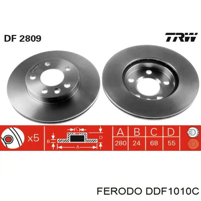 Freno de disco delantero FERODO DDF1010C