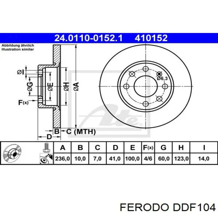 Freno de disco delantero FERODO DDF104