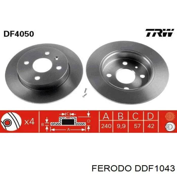DDF1043 Ferodo disco de freno trasero