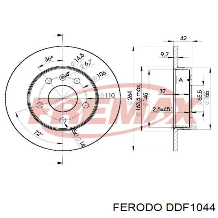 DDF1044 Ferodo disco de freno trasero