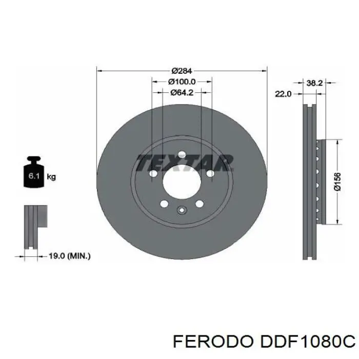 DDF1080C Ferodo disco de freno delantero