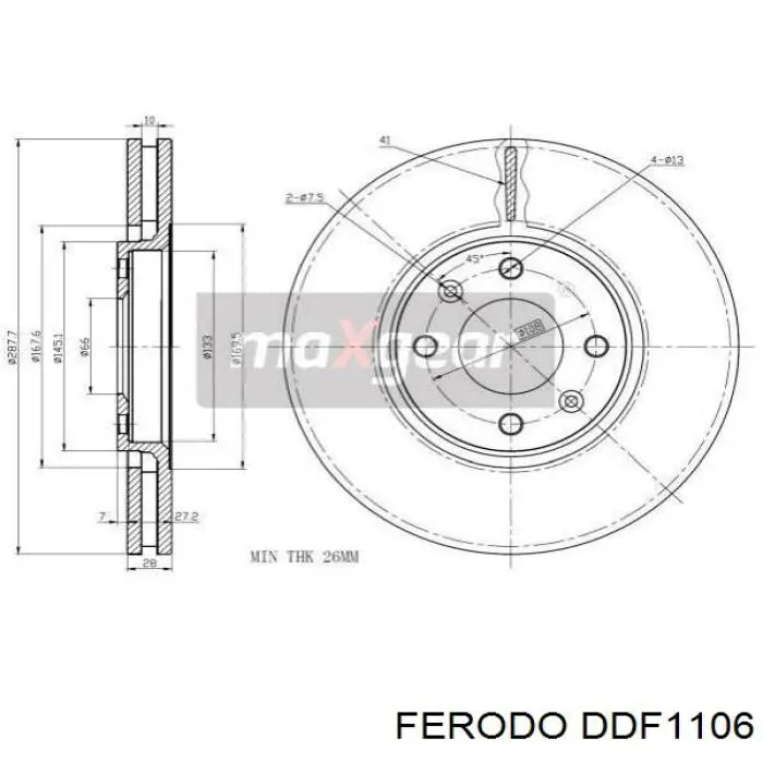 DDF1106 Ferodo disco de freno delantero