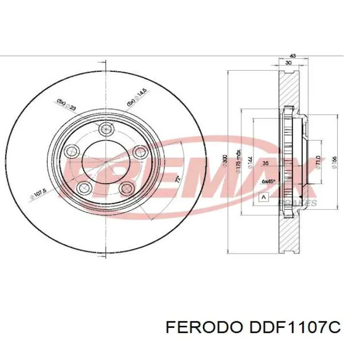 DDF1107C Ferodo disco de freno delantero