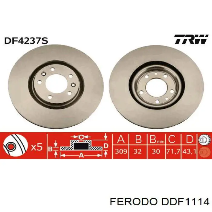 DDF1114 Ferodo freno de disco delantero