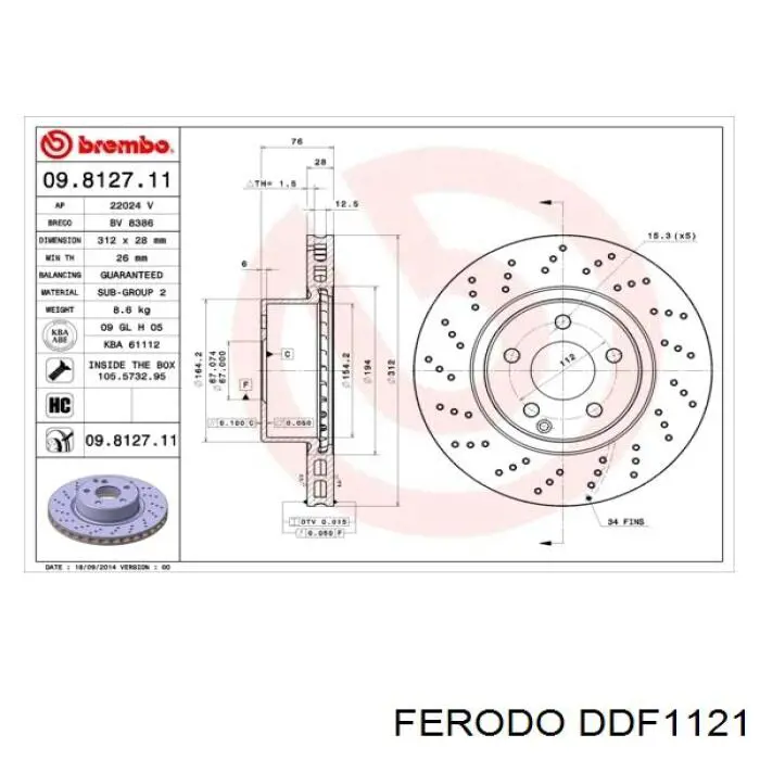 DDF1121 Ferodo disco de freno delantero