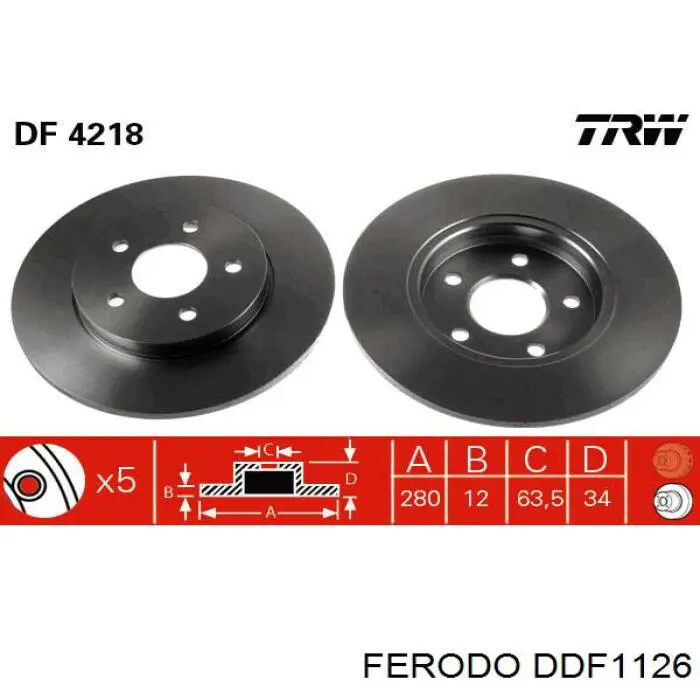 DDF1126 Ferodo disco de freno trasero