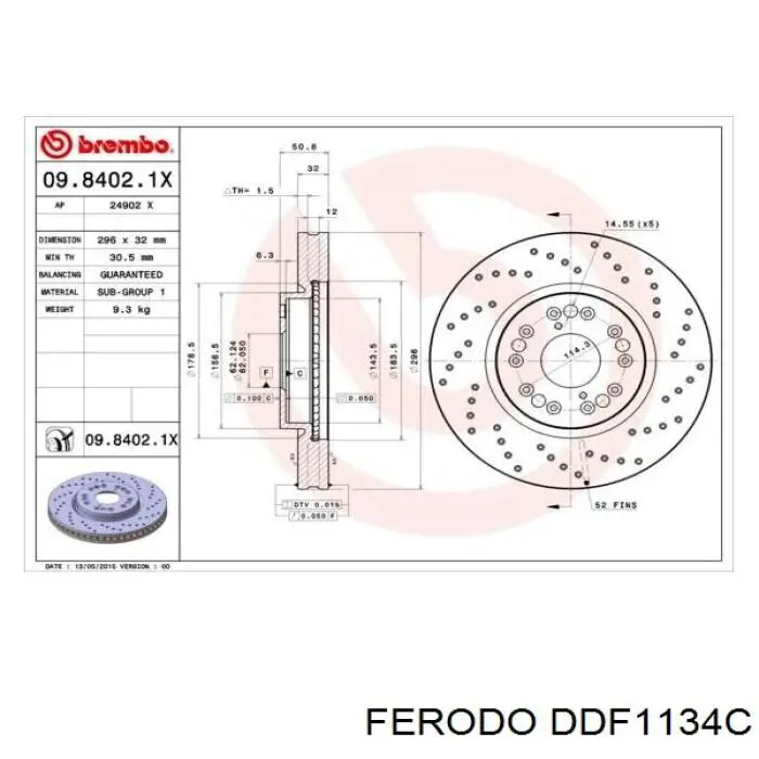 DDF1134C Ferodo freno de disco delantero