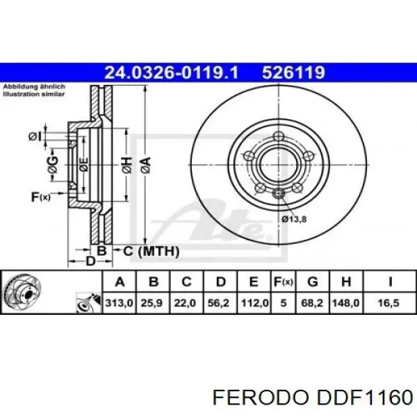 DDF1160 Ferodo disco de freno delantero
