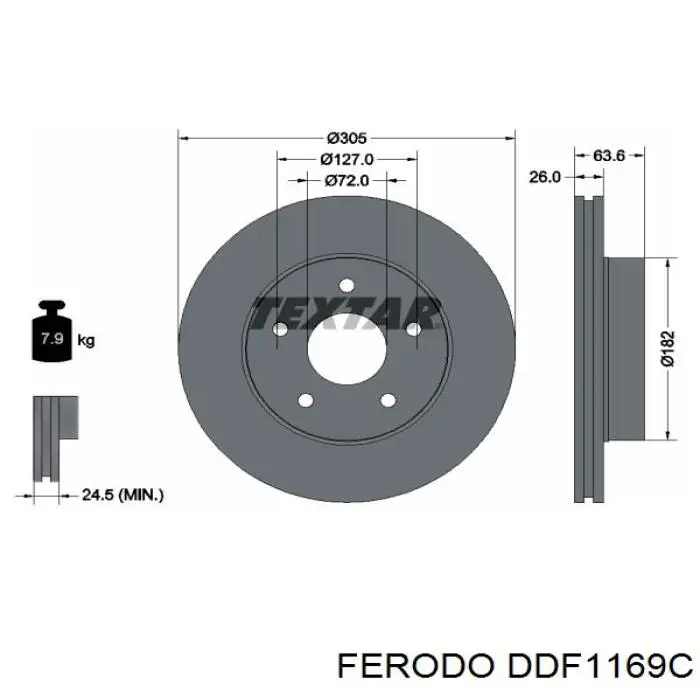 DDF1169C Ferodo disco de freno delantero