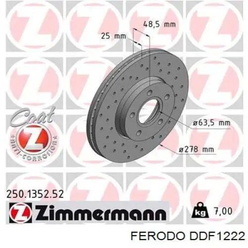 Comprar DDF1222 Ferodo Freno de disco delantero