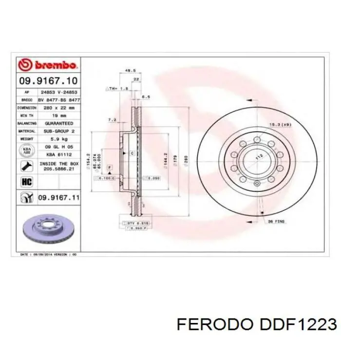 Comprar DDF1223 Ferodo Freno de disco delantero