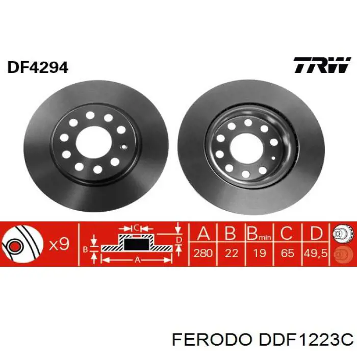 Freno de disco delantero FERODO DDF1223C