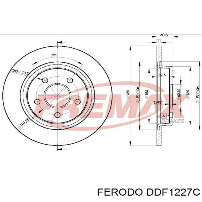 Disco de freno trasero Volvo V40 525, 526