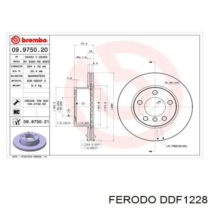 DDF1228 Ferodo disco de freno delantero