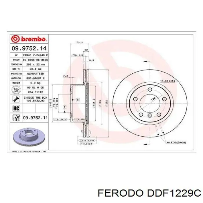 Comprar DDF1229C Ferodo Freno de disco delantero