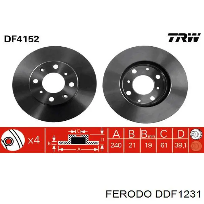 Disco de freno DF1828 TRW