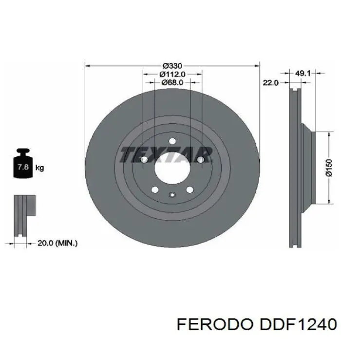 DDF1240 Ferodo disco de freno trasero