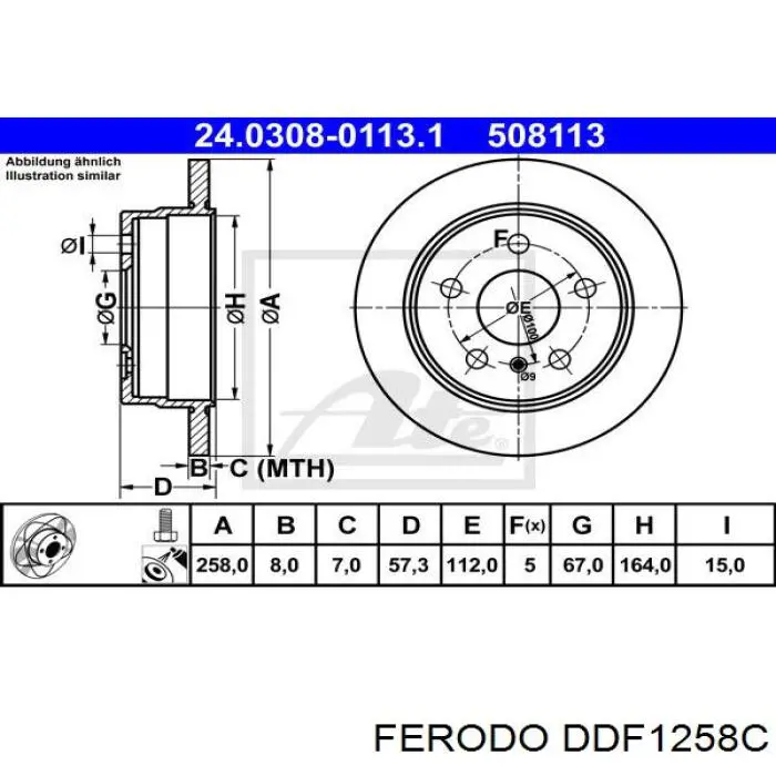 DDF1258C Ferodo disco de freno trasero