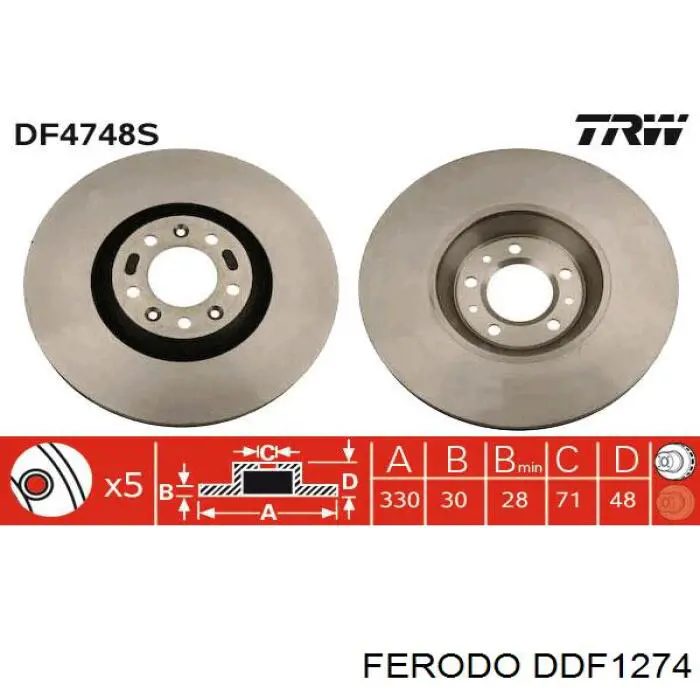 DDF1274 Ferodo disco de freno delantero