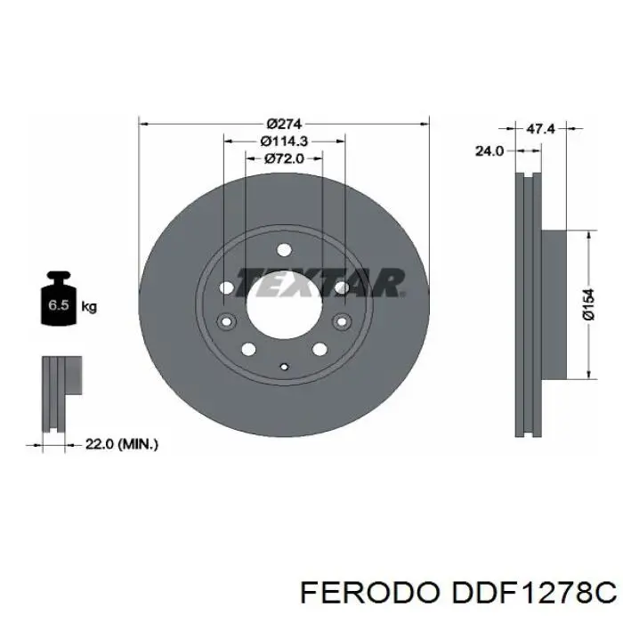 DDF1278C Ferodo disco de freno delantero