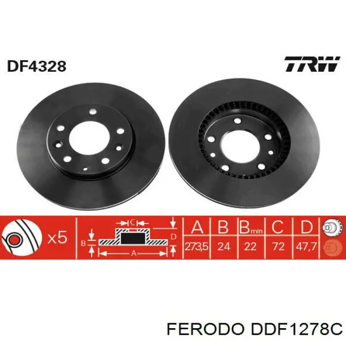 Frenos delanteros Ferodo DDF1278C precio, desde 53,72 EUR