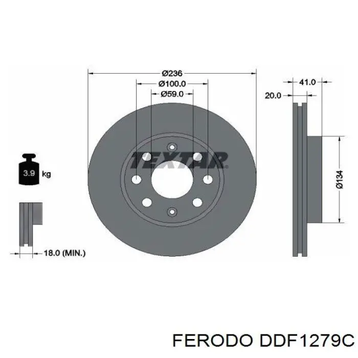 DDF1279C Ferodo disco de freno delantero