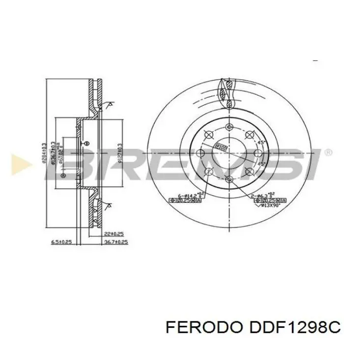 Disco de freno delantero Ferodo DDF1298C