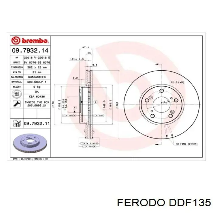 DDF135 Ferodo disco de freno delantero